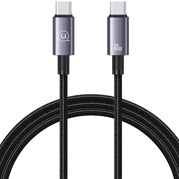 USAMS USB-C į USB-C laidas 60W 1.2m greito įkrovimo plieno/tamsiai pilkas SJ661USB01 (US-SJ661) aprašymas - Prekės nuotrauka