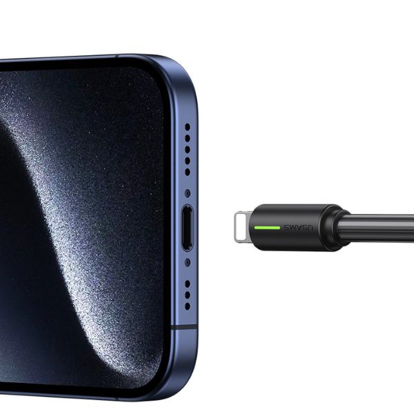 USAMS USB-C / Lightning laidas 1m SJ73530W juodos spalvos YU Series SJ735USB01 (US-SJ735) aprašymas - Prekės nuotrauka