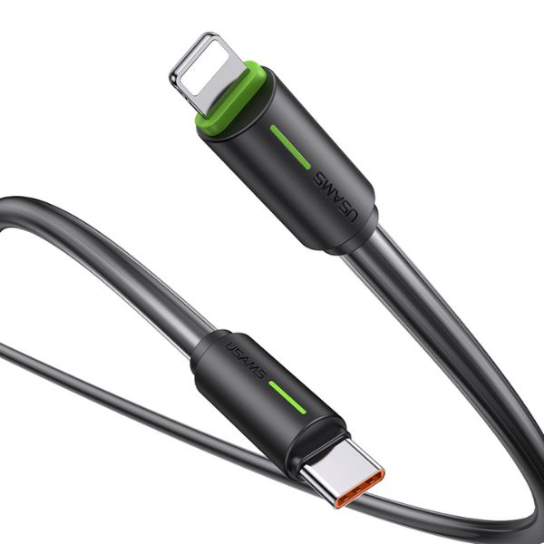 USAMS USB-C / Lightning laidas 1m SJ73530W juodos spalvos YU Series SJ735USB01 (US-SJ735) aprašymas - Prekės nuotrauka