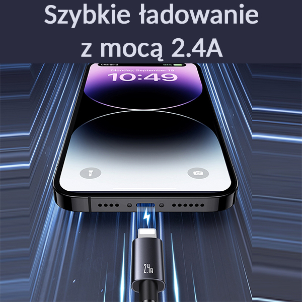 USAMS USB į Lightning laidas 2.4A 1.2m greito įkrovimo plieno/tamsiai pilkas SJ667USB01 (US-SJ667) aprašymas - Prekės nuotrauka