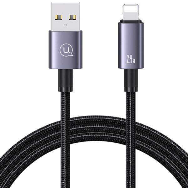 USAMS USB į Lightning laidas 2.4A 1.2m greito įkrovimo plieno/tamsiai pilkas SJ667USB01 (US-SJ667) aprašymas - Prekės nuotrauka