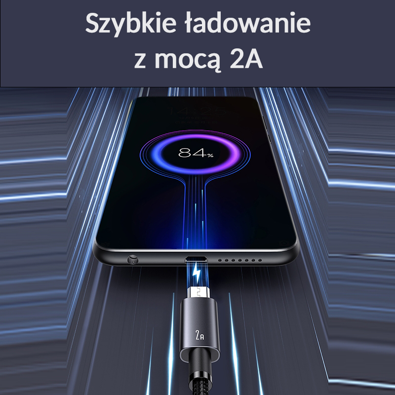 USAMS USB į Micro-USB laidas 2A 1.2m greito įkrovimo plieno/tamsintas SJ668USB01 (US-SJ668) aprašymas - Prekės nuotrauka