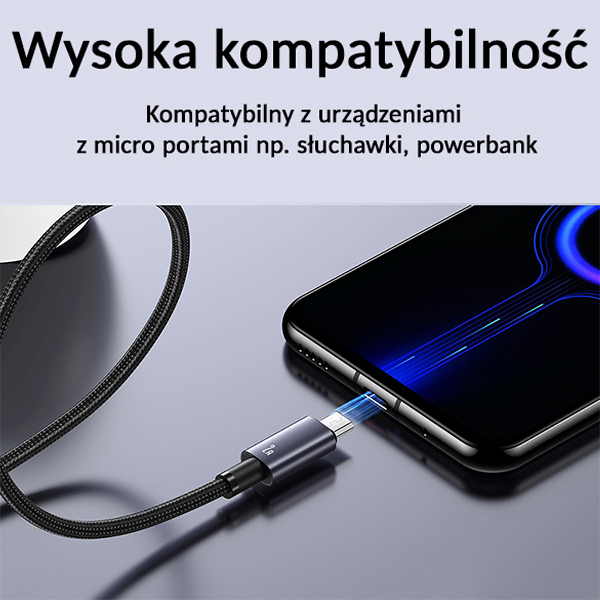 USAMS USB į Micro-USB laidas 2A 1.2m greito įkrovimo plieno/tamsintas SJ668USB01 (US-SJ668) aprašymas - Prekės nuotrauka