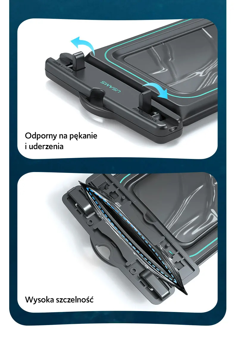 USAMS vandeniui atsparus dėklas 6.7″ IP68 baltos spalvos FSD1302 (US-YD013) aprašymas - Prekės nuotrauka