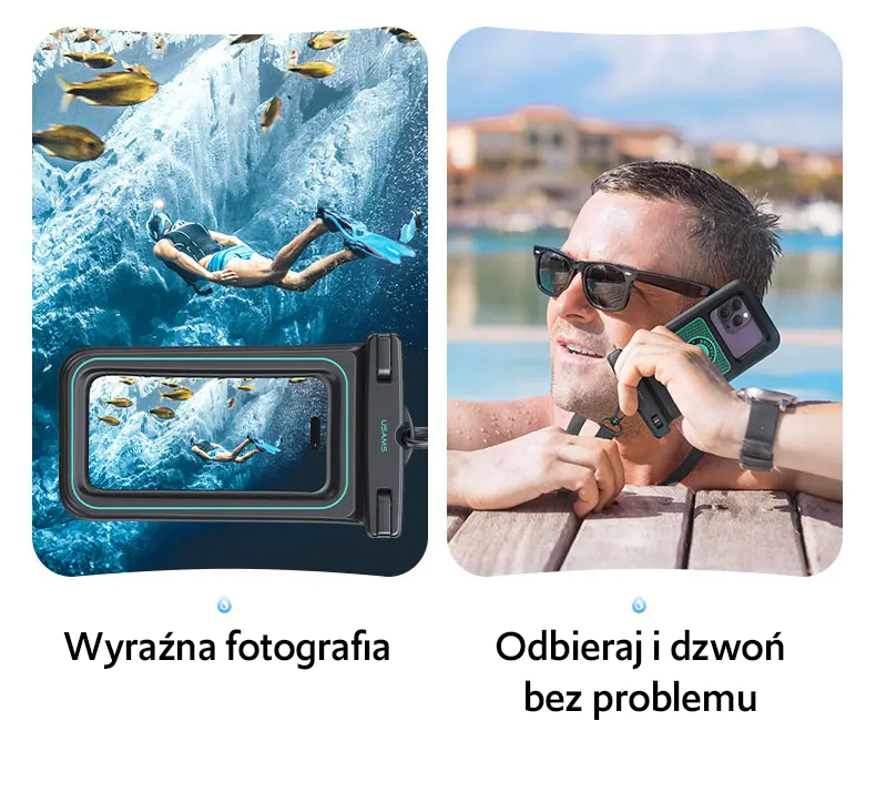 USAMS vandeniui atsparus dėklas 6.7″ IP68 baltos spalvos FSD1302 (US-YD013) aprašymas - Prekės nuotrauka