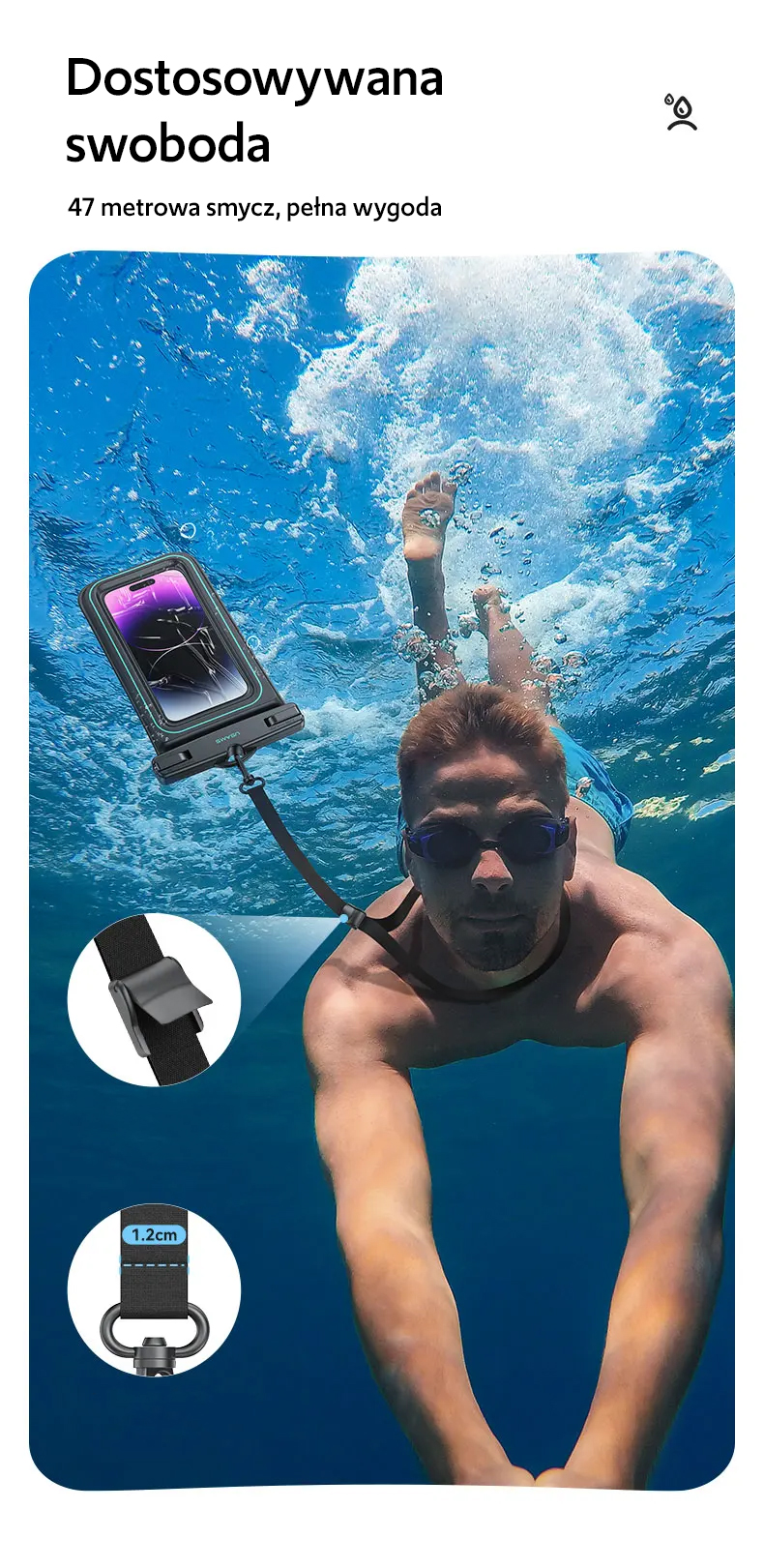 USAMS vandeniui atsparus dėklas 6.7″ IP68 baltos spalvos FSD1302 (US-YD013) aprašymas - Prekės nuotrauka