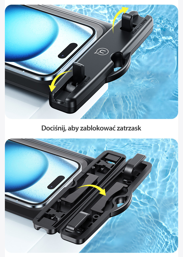USAMS vandeniui atsparus dėklas Double 6.7″ IP68 juodos spalvos FSD1401 (YD014) aprašymas - Prekės nuotrauka