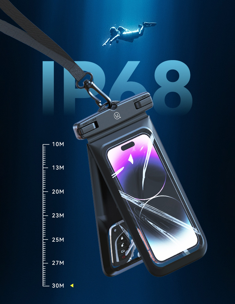 USAMS vandeniui atsparus dėklas Double 6.7″ IP68 juodos spalvos FSD1401 (YD014) aprašymas - Prekės nuotrauka