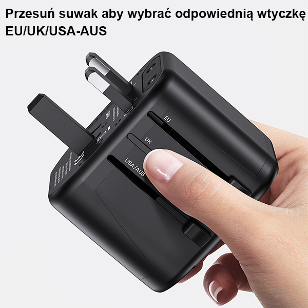 USAMS sieninis adapteris 2xUSB T55 12W 4-in-1 US/AU/EU/UK juodas CC173TC01 (US-CC173) universalus kelioninis įkroviklis aprašymas - Prekės nuotrauka USAMS sieninis adapteris 2xUSB T55 12W 4-in-1 US/AU/EU/UK juodas CC173TC01 (US-CC173) universalus kelioninis įkroviklis aprašymas - Prekės nuotrauka