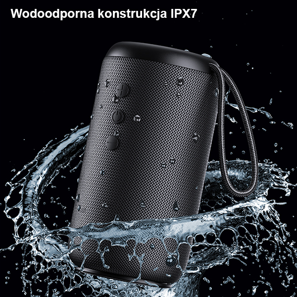 USAMS YC Series Bluetooth 5.0 10W vandeniui atsparus belaidis garsiakalbis su dirželiu juodos spalvos YC01 aprašymas - Prekės nuotrauka