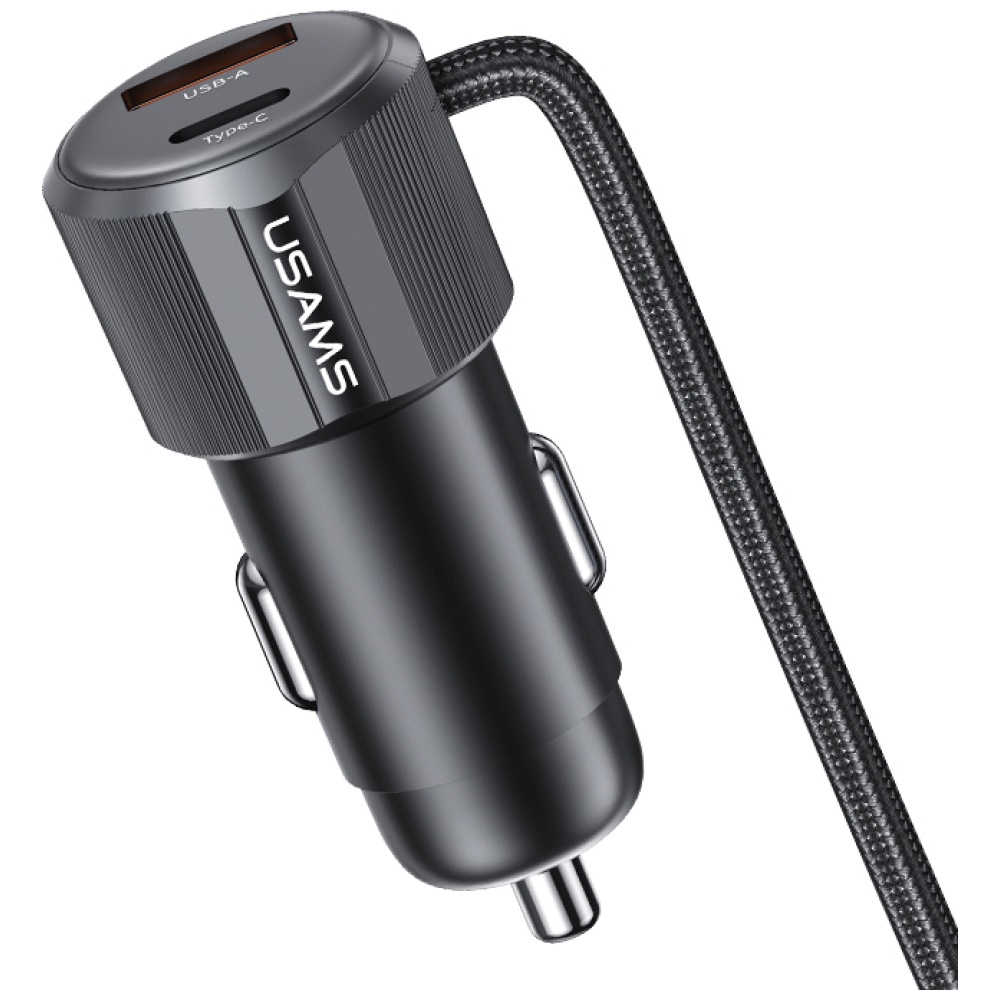 USAMS YT Series CC287 automobilinis įkroviklis 66W 1xUSB-A 1xUSB-C + 2in1 USB-C/Lightning Cable aprašymas - Prekės nuotrauka USAMS YT Series CC287 automobilinis įkroviklis 66W 1xUSB-A 1xUSB-C + 2in1 USB-C/Lightning Cable aprašymas - Prekės nuotrauka