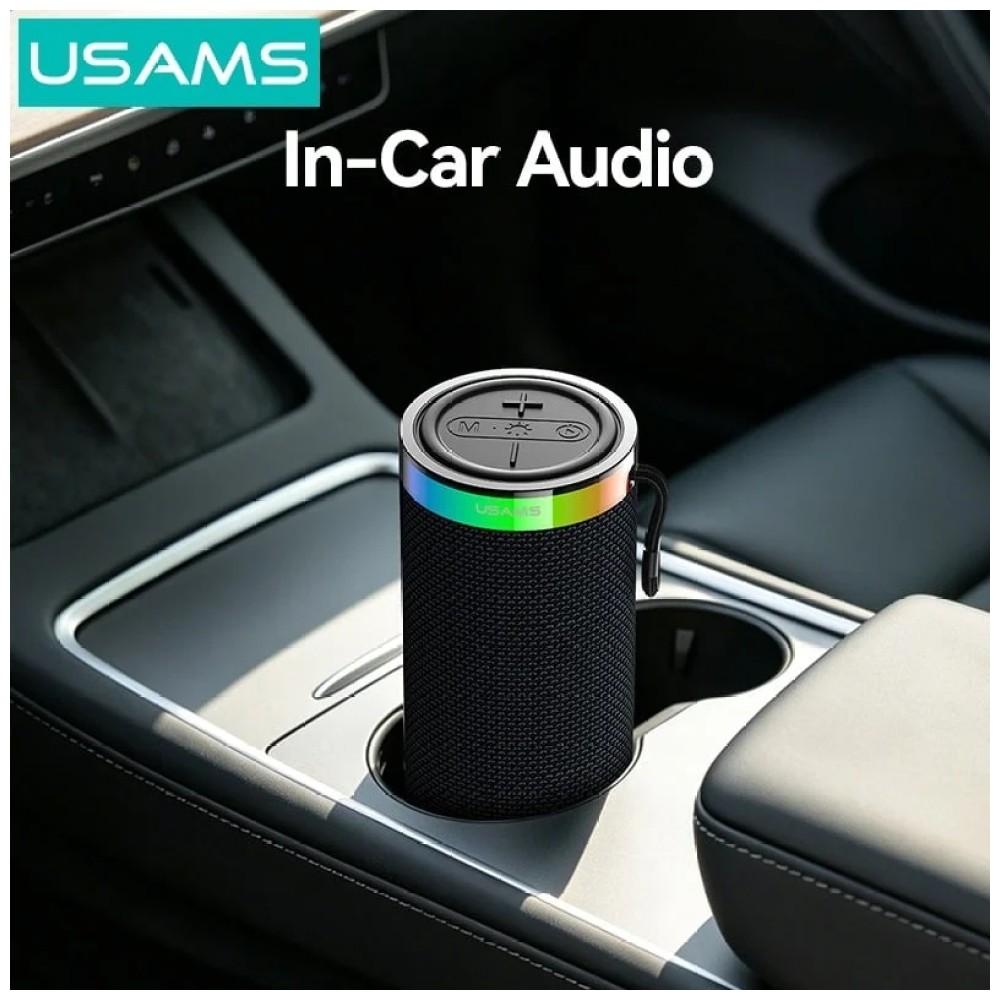 Kompiuterio kolonėlės USAMS YX018 Portable Bluetooth 5.4 Wireless Speaker juodos spalvos aprašymas - Prekės nuotrauka
