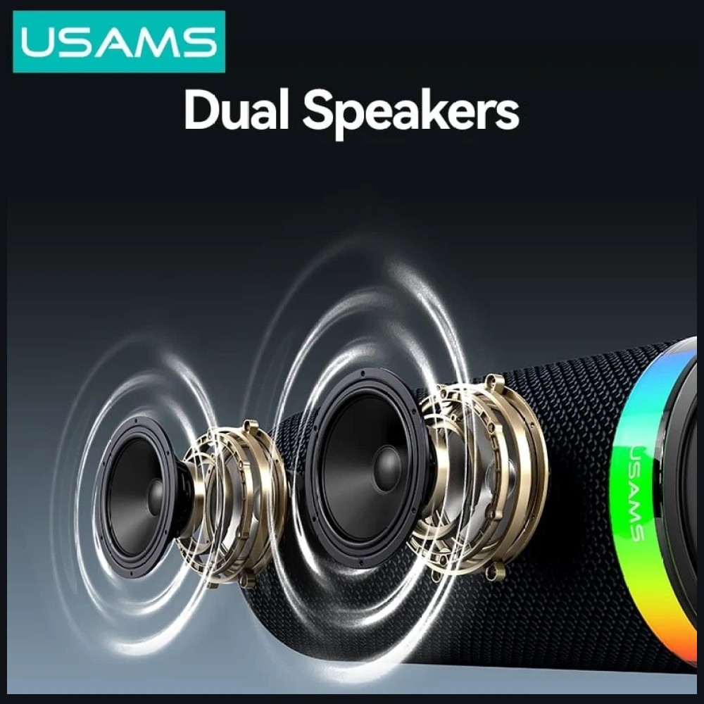 Kompiuterio kolonėlės USAMS YX018 Portable Bluetooth 5.4 Wireless Speaker juodos spalvos aprašymas - Prekės nuotrauka