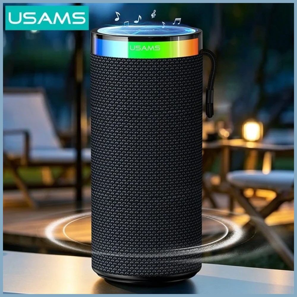 Kompiuterio kolonėlės USAMS YX018 Portable Bluetooth 5.4 Wireless Speaker juodos spalvos aprašymas - Prekės nuotrauka