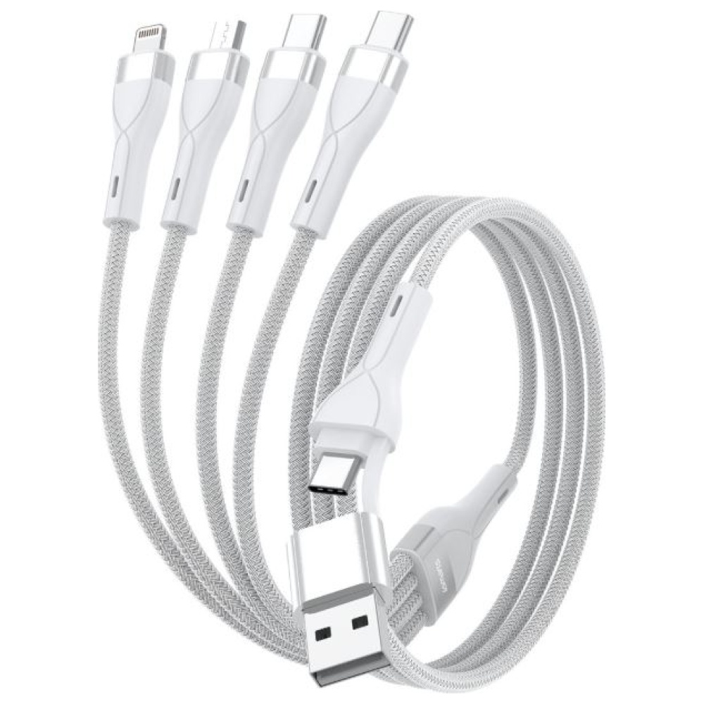 Grąžtas USB-C/USB-A laidas 4smarts 4in1 1,2 m baltas aprašymas - Prekės nuotrauka