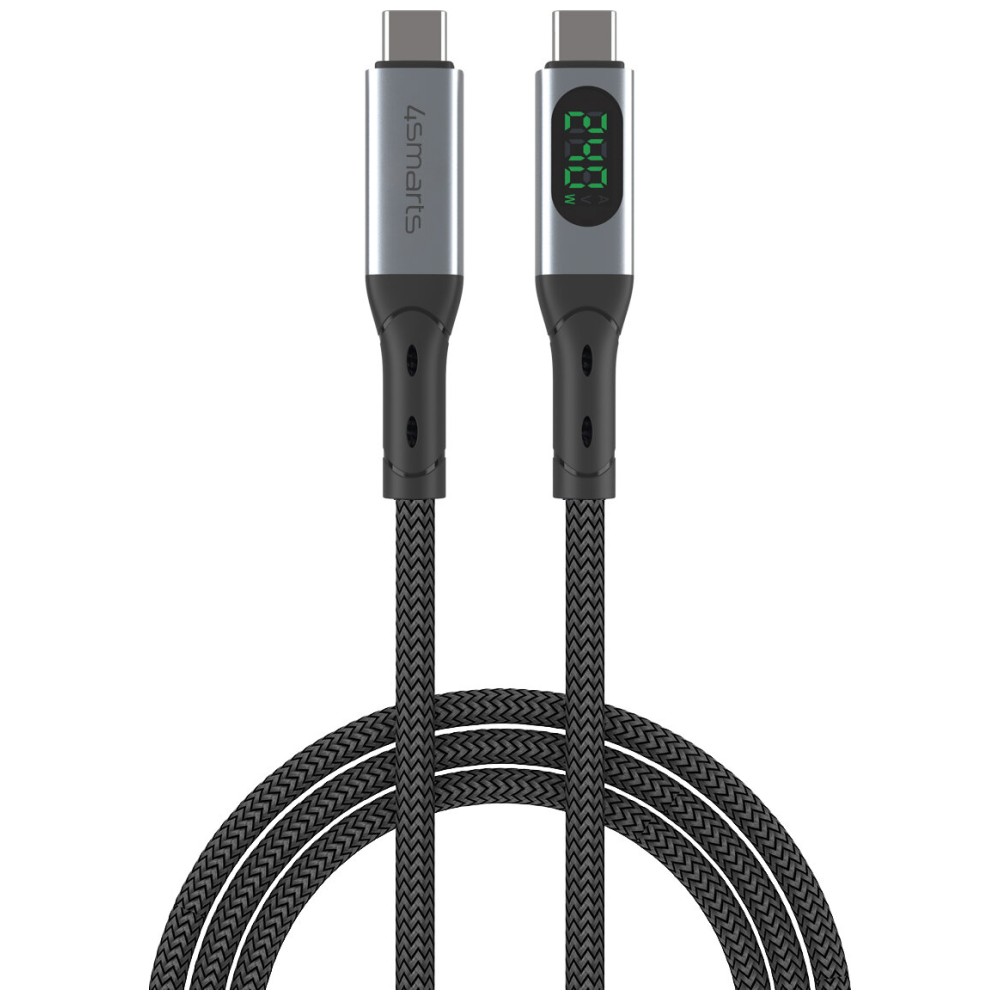 USB4 laidas 4smarts DigitCord 240W 1.5m juodos spalvos aprašymas - Prekės nuotrauka