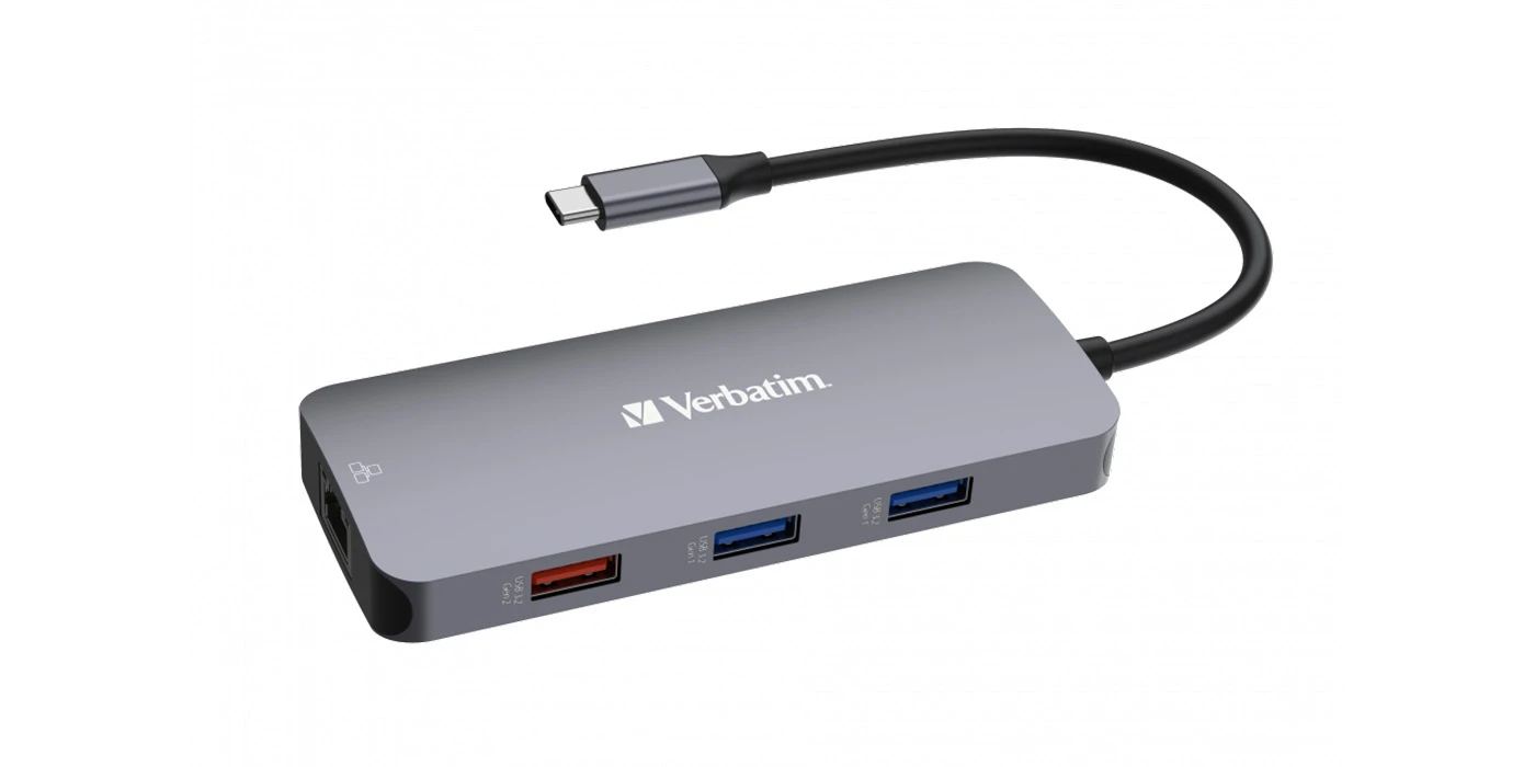 Verbatim Adapteris Hub USB-C - HDMI/ 3xUSB-A/SD/Micro SD/2xUSB-C/Eternet pilkos spalvos 32152 aprašymas - Prekės nuotrauka Verbatim Adapteris Hub USB-C - HDMI/ 3xUSB-A/SD/Micro SD/2xUSB-C/Eternet pilkos spalvos 32152 aprašymas - Prekės nuotrauka