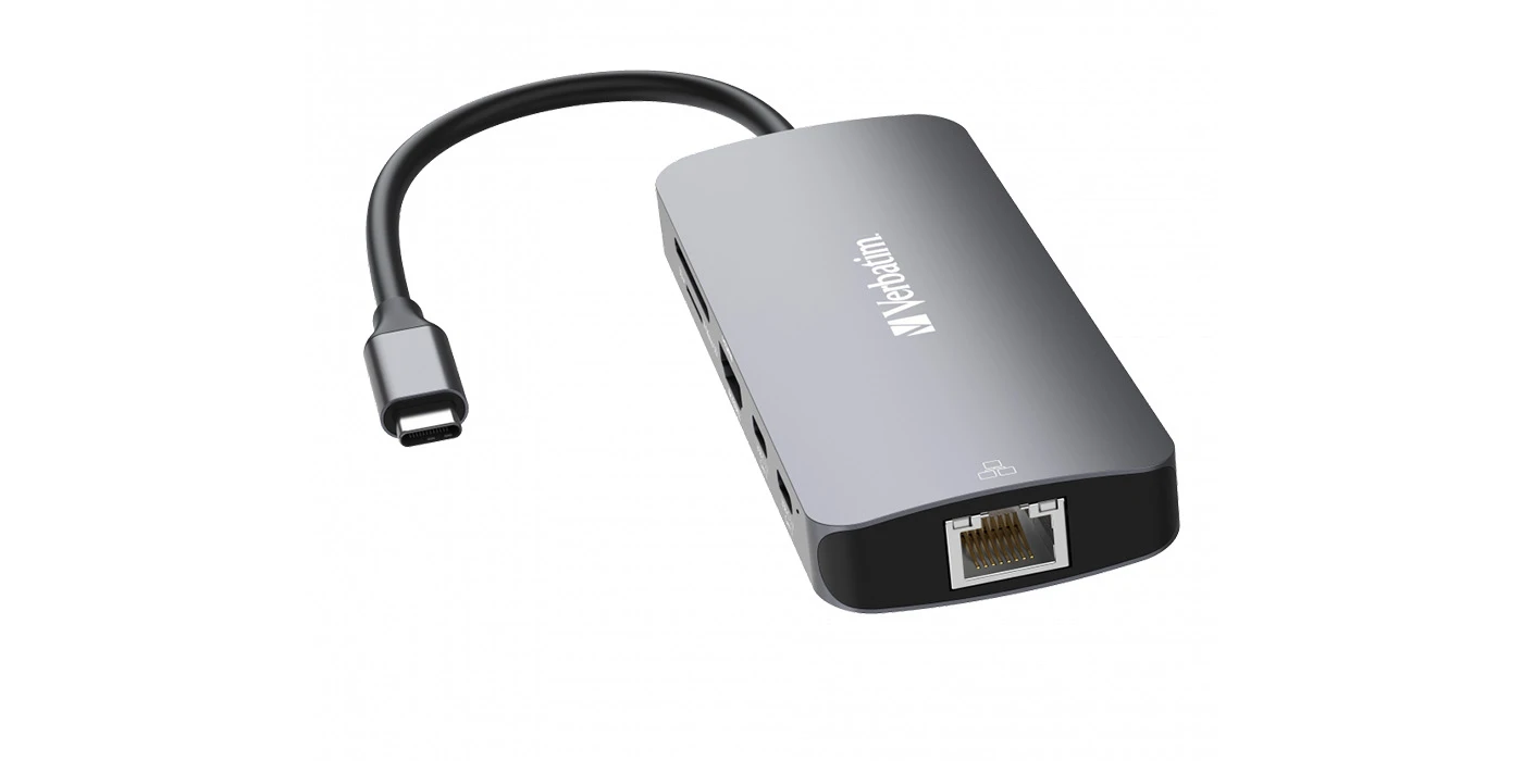 Verbatim Adapteris Hub USB-C - HDMI/ 3xUSB-A/SD/Micro SD/2xUSB-C/Eternet pilkos spalvos 32152 aprašymas - Prekės nuotrauka Verbatim Adapteris Hub USB-C - HDMI/ 3xUSB-A/SD/Micro SD/2xUSB-C/Eternet pilkos spalvos 32152 aprašymas - Prekės nuotrauka