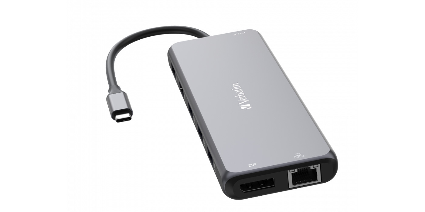 Verbatim adapteris „Hub“ USB-C – 2xHDMI/DP/Ethernet/6xUSB-A/3,5 mm lizdas/2xUSB-C, pilkos spalvos, 32153 aprašymas - Prekės nuotrauka