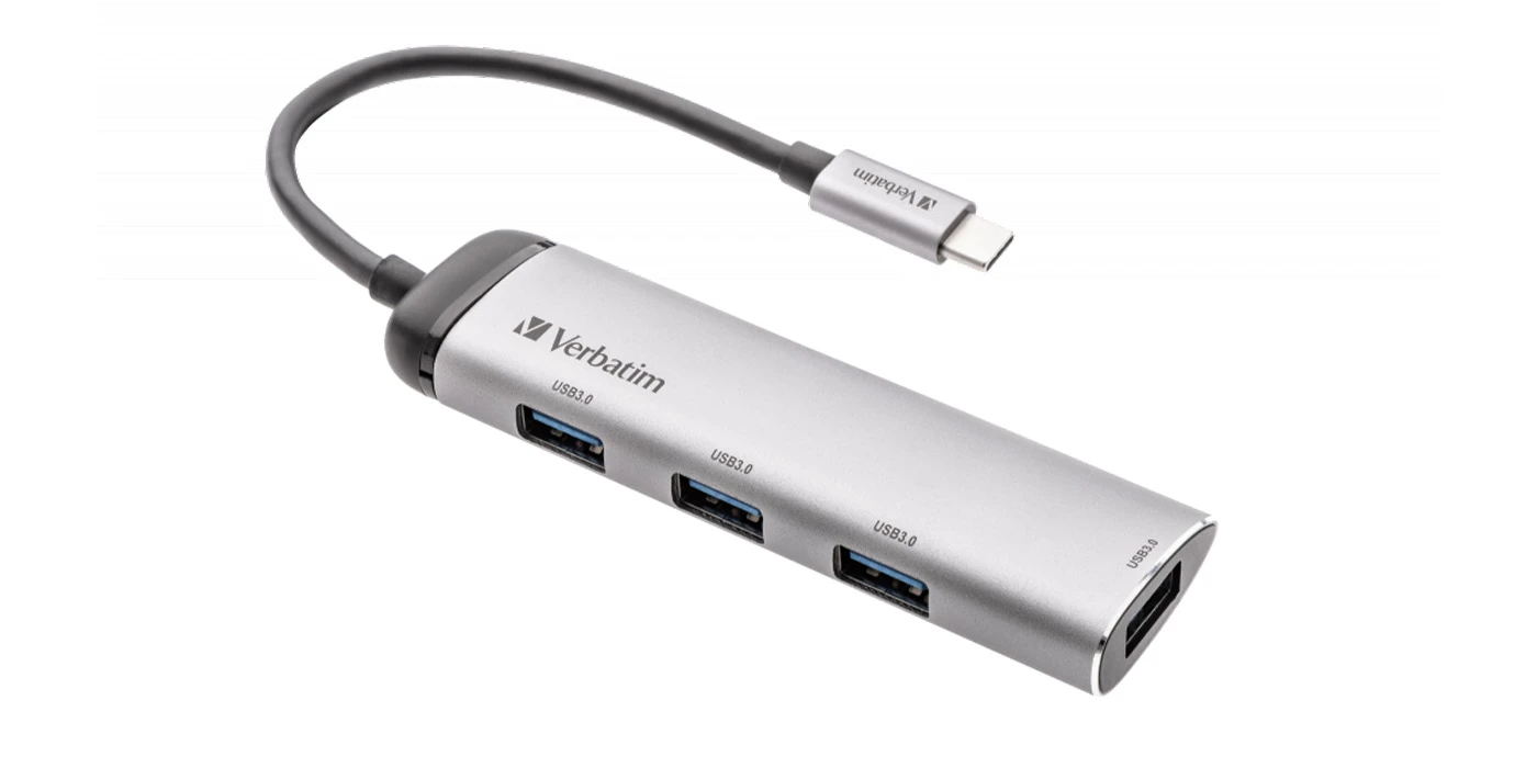 Verbatim Adapteris Hub USB-C - 4xUSB-A 3.2 pilkos spalvos 49147 aprašymas - Prekės nuotrauka