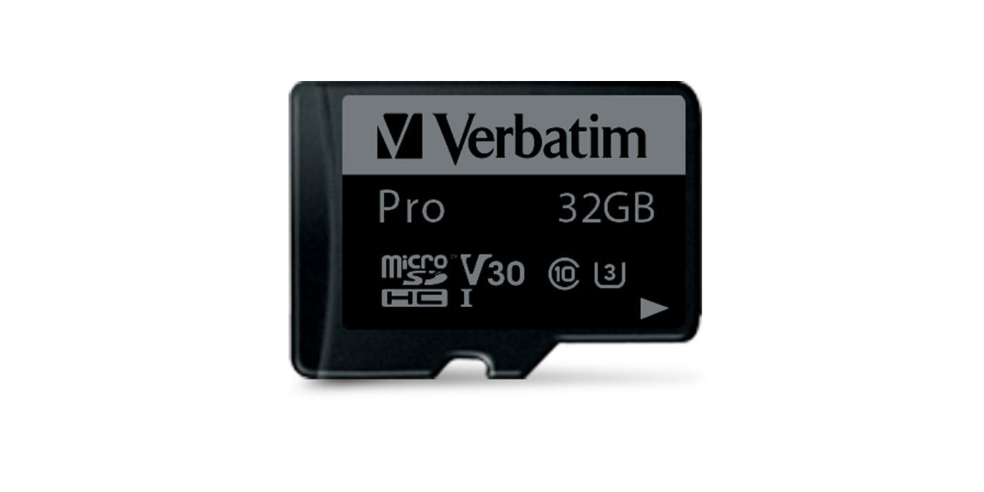 Verbatim Atminties kortelė Micro SD 32GB + adapter Pro U3 juodos spalvos 47041 aprašymas - Prekės nuotrauka