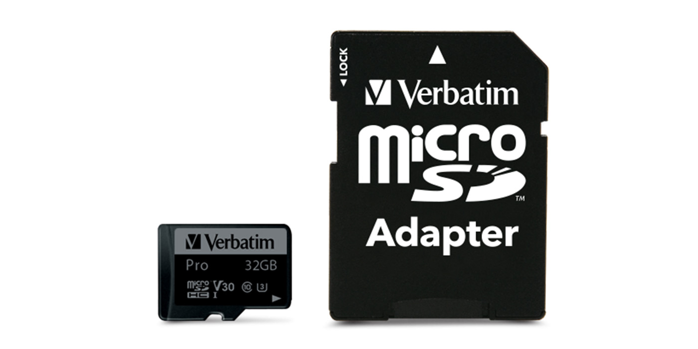 Verbatim Atminties kortelė Micro SD 32GB + adapter Pro U3 juodos spalvos 47041 aprašymas - Prekės nuotrauka