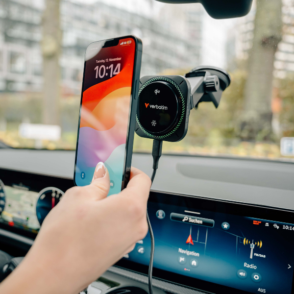 Verbatim automobilinis įkroviklis n Drive Qi2 15W RGB CND-01 juodos spalvos 31860 aprašymas - Prekės nuotrauka