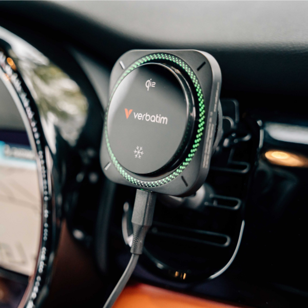 Verbatim automobilinis įkroviklis n Drive Qi2 15W RGB CND-01 juodos spalvos 31860 aprašymas - Prekės nuotrauka