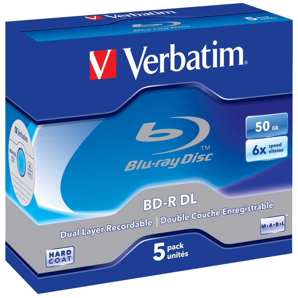 „Verbatim“ „Blu-ray“ diskai 50GB 6X BD-R DL, 5 vnt., pilkos spalvos, 43748 aprašymas - Prekės nuotrauka
