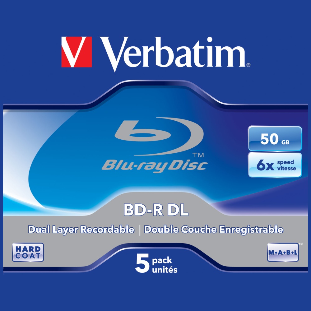 „Verbatim“ „Blu-ray“ diskai 50GB 6X BD-R DL, 5 vnt., pilkos spalvos, 43748 aprašymas - Prekės nuotrauka