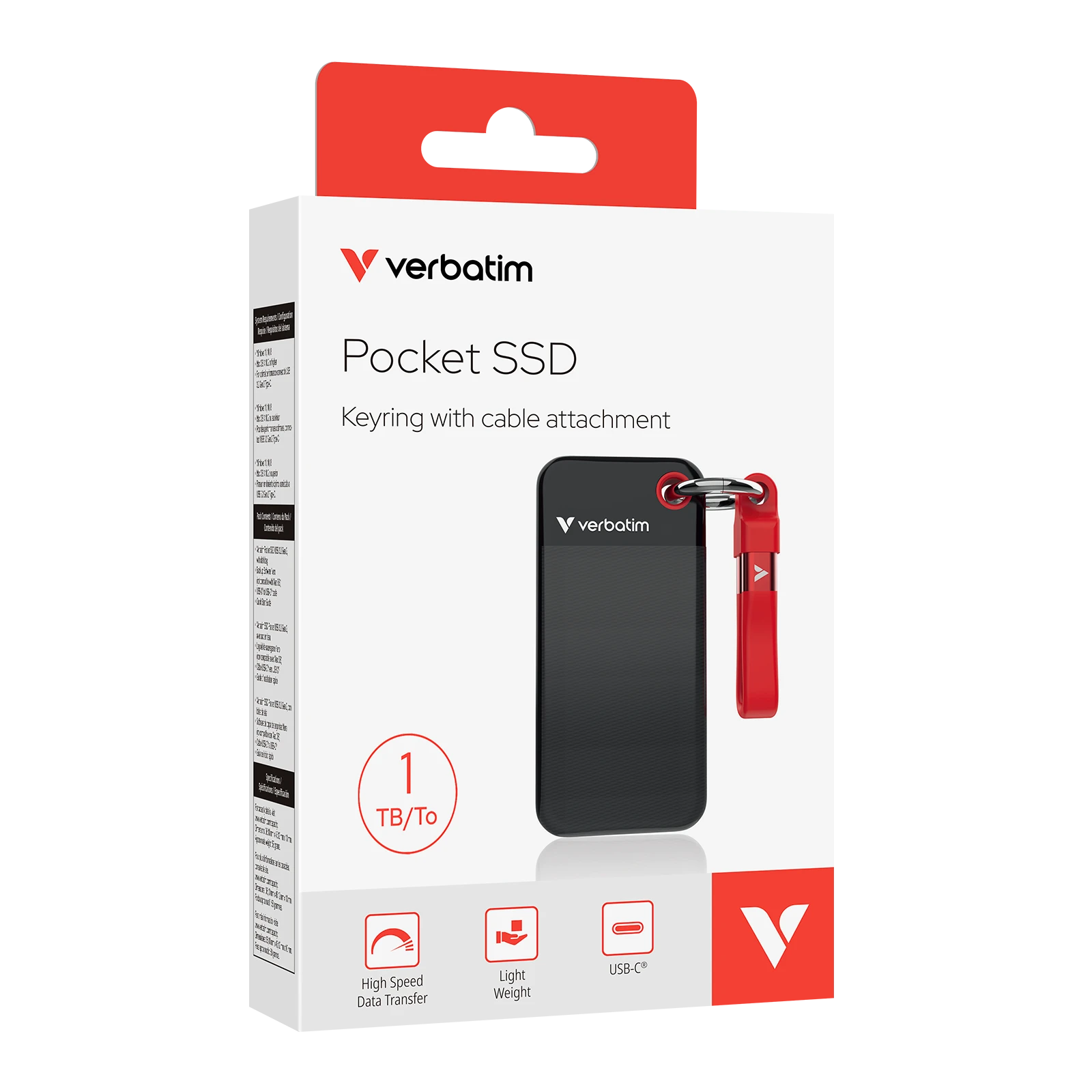 Kietasis diskas Verbatim Dysk SSD 1TB - USB 3.2 gen.2 juodos ir raudonos spalvos 32192 aprašymas - Prekės nuotrauka