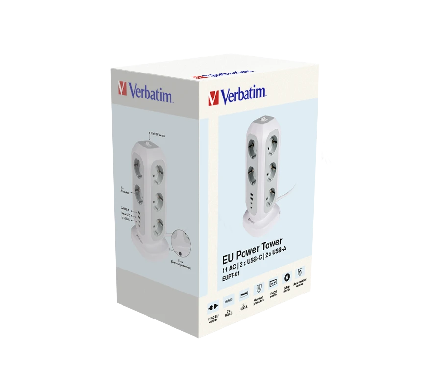 Verbatim ilgiklis 15in1 11xAC UE/2xUSB-C/2xUSB-A 2m EUPT-01 baltos spalvos 49547 aprašymas - Prekės nuotrauka Verbatim ilgiklis 15in1 11xAC UE/2xUSB-C/2xUSB-A 2m EUPT-01 baltos spalvos 49547 aprašymas - Prekės nuotrauka