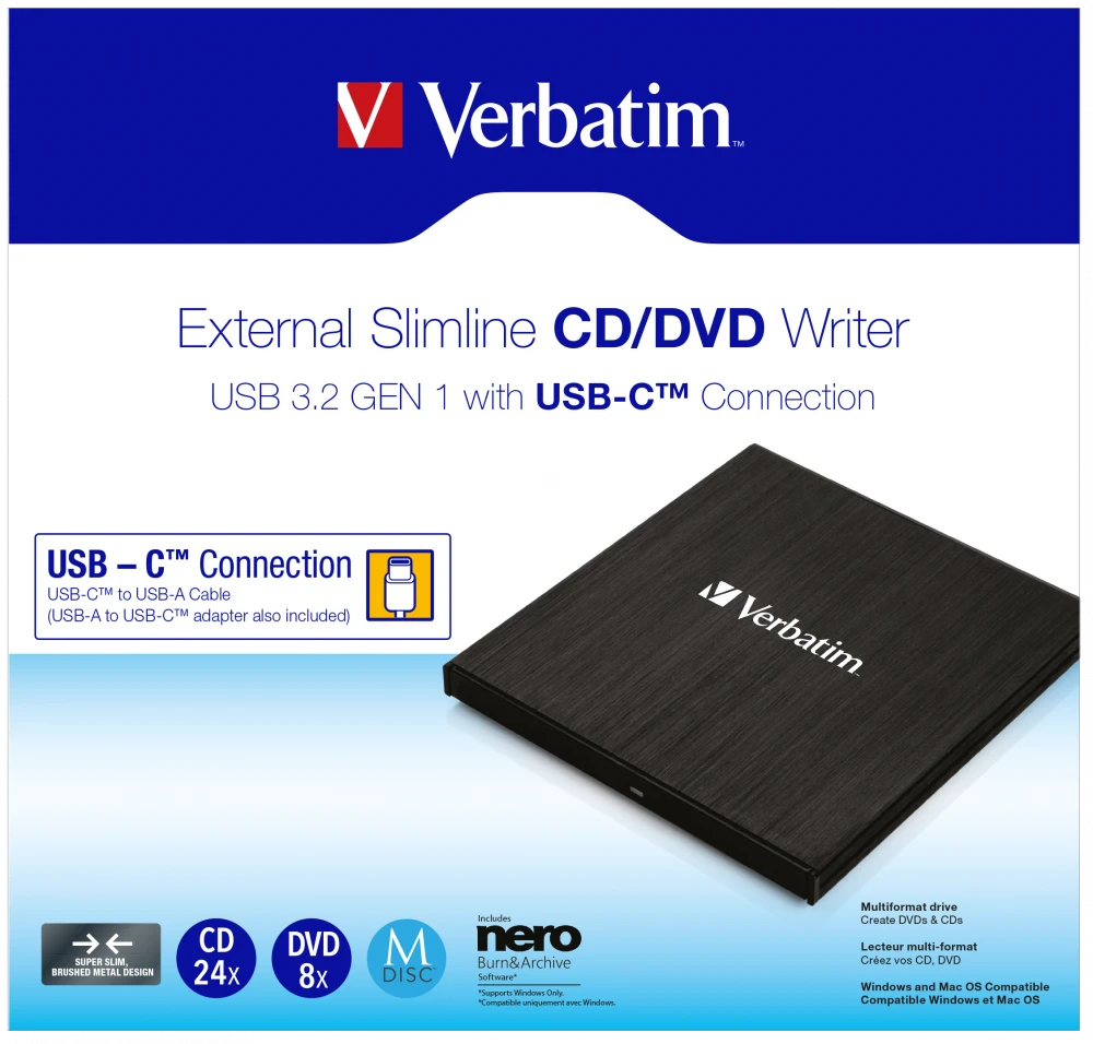 Verbatim 43886 optinių diskų įrenginys Juoda DVD±RW aprašymas - Prekės nuotrauka