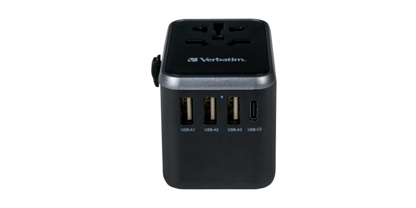 Verbatim kelioninis adapteris EU/UK/US 3xUSB-A/2xUSB-C PD 61W UTA-04 juodos spalvos 49546 aprašymas - Prekės nuotrauka