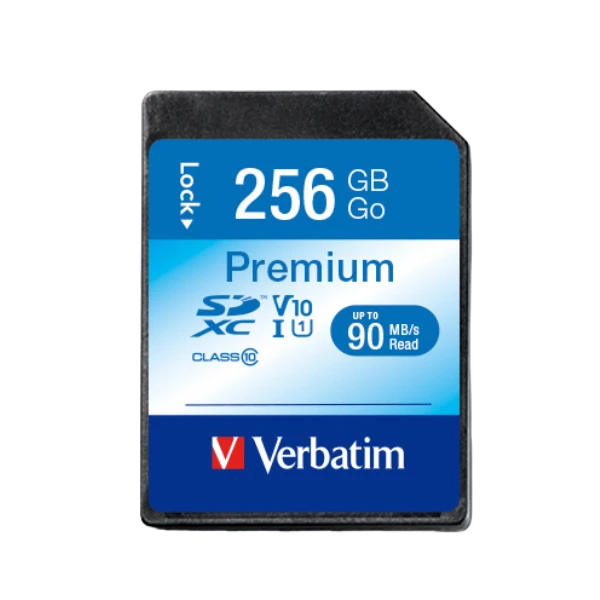Atminties kortelė Verbatim Premium 256GB, 300x, SDXC UHS-I / V44026 aprašymas - Prekės nuotrauka