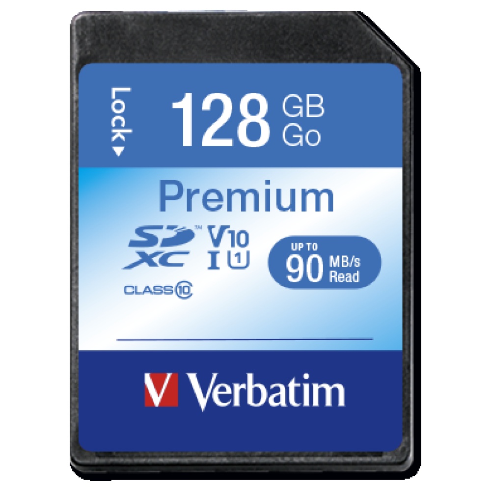 Atminties kortelė Verbatim Premium 128GB, 600x, SDXC UHS-I / V44025 aprašymas - Prekės nuotrauka