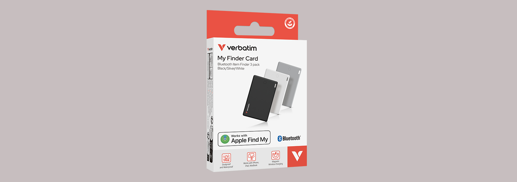 Verbatim My Finder Card Bluetooth juoda, sidabrinė ir balta – daiktų ieškikliai 3 vnt. MYFCR-03BSW 32141 aprašymas - Prekės nuotrauka