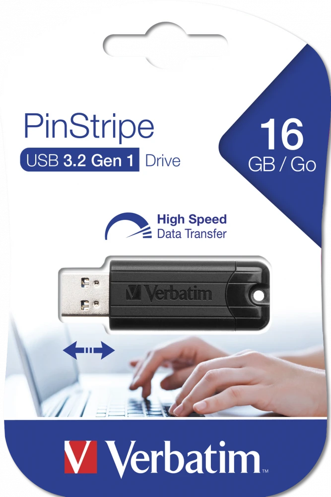 Verbatim Pendrive 16GB USB-A 3.2 PinStripe juodos spalvos 49316 aprašymas - Prekės nuotrauka