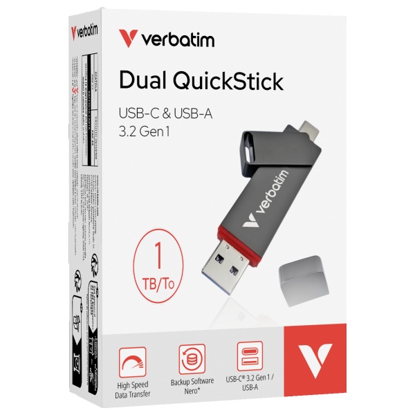 Verbatim Pendrive 1TB USB-A/USB-C Dual QuickStick 32043 aprašymas - Prekės nuotrauka Verbatim Pendrive 1TB USB-A/USB-C Dual QuickStick 32043 aprašymas - Prekės nuotrauka