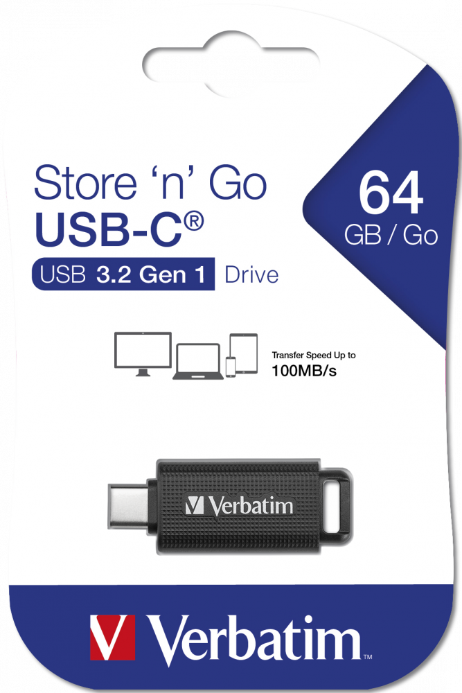 Verbatim Pendrive 64GB USB-C juodos spalvos 49458 aprašymas - Prekės nuotrauka