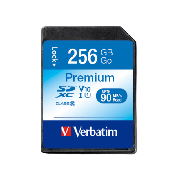 Atminties kortelė Verbatim Premium 256GB, 300x, SDXC UHS-I / V44026 aprašymas - Prekės nuotrauka