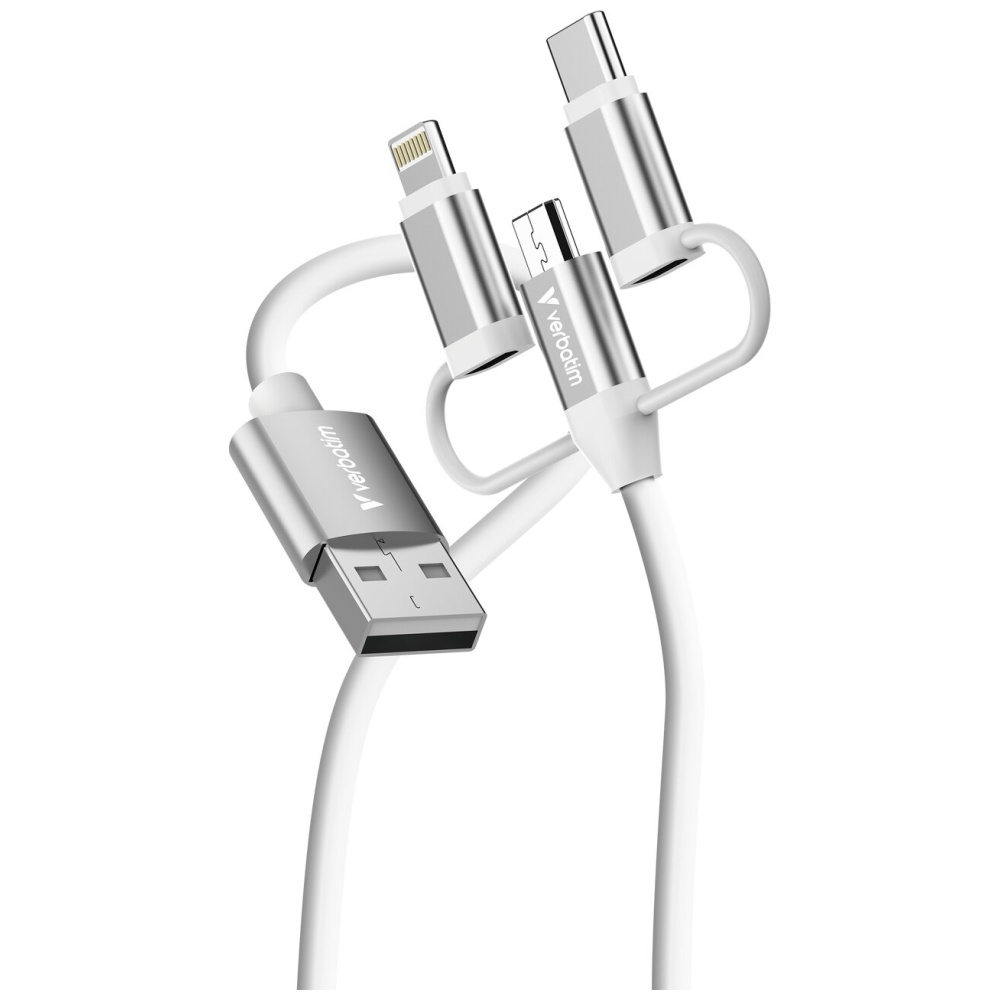 „Verbatim Sync“ įkrovimo jungtis, USB-A į „Micro-B“, USB-C, „Lightning“ jungtis, 18 W, baltas 32394 aprašymas - Prekės nuotrauka „Verbatim Sync“ įkrovimo jungtis, USB-A į „Micro-B“, USB-C, „Lightning“ jungtis, 18 W, baltas 32394 aprašymas - Prekės nuotrauka