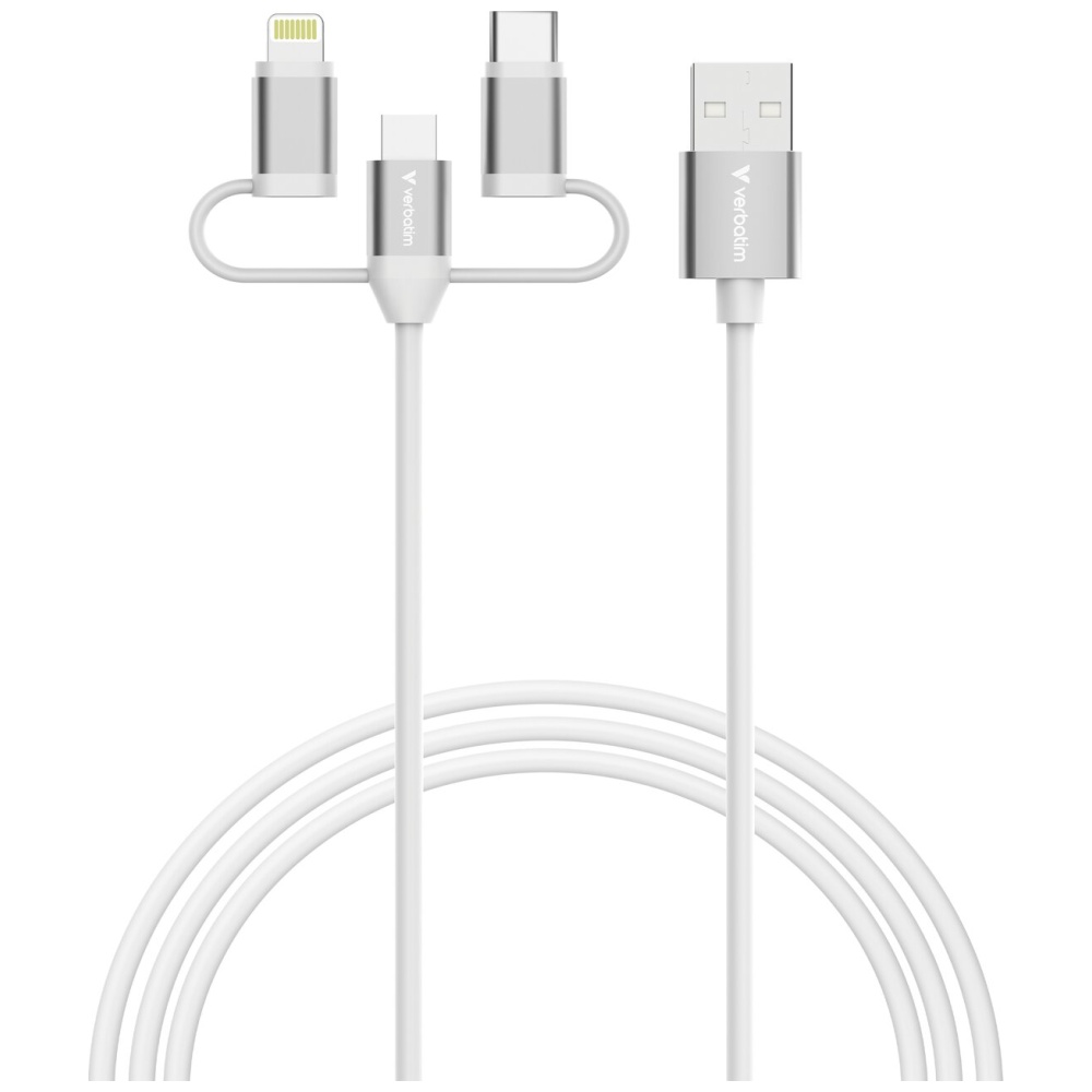 „Verbatim Sync“ įkrovimo jungtis, USB-A į „Micro-B“, USB-C, „Lightning“ jungtis, 18 W, baltas 32394 aprašymas - Prekės nuotrauka „Verbatim Sync“ įkrovimo jungtis, USB-A į „Micro-B“, USB-C, „Lightning“ jungtis, 18 W, baltas 32394 aprašymas - Prekės nuotrauka