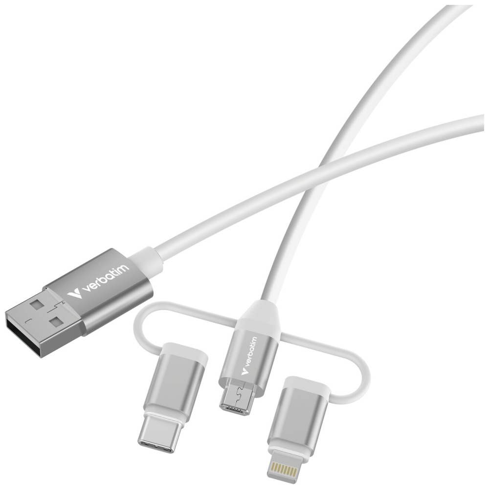 „Verbatim Sync“ įkrovimo jungtis, USB-A į „Micro-B“, USB-C, „Lightning“ jungtis, 18 W, baltas 32394 aprašymas - Prekės nuotrauka „Verbatim Sync“ įkrovimo jungtis, USB-A į „Micro-B“, USB-C, „Lightning“ jungtis, 18 W, baltas 32394 aprašymas - Prekės nuotrauka