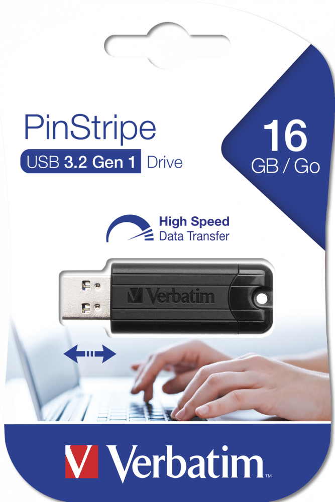 Verbatim USB atmintinė 16GB USB-A 3.2 PinStripe juodos spalvos 49316 aprašymas - Prekės nuotrauka