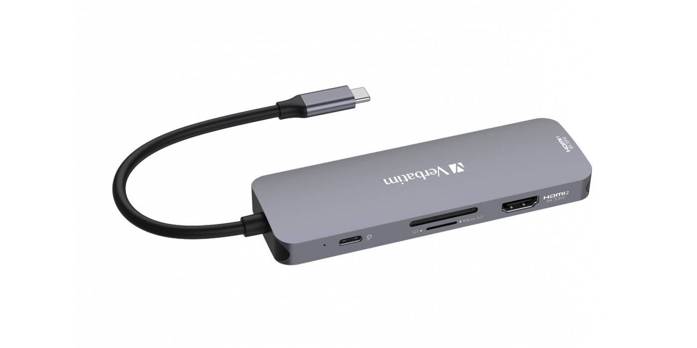 Verbatim USB-C šakotuvas (hub) – 2xHDMI/ 3xUSB-A/SD/Micro SD/USB-C pilkos spalvos 32151 aprašymas - Prekės nuotrauka