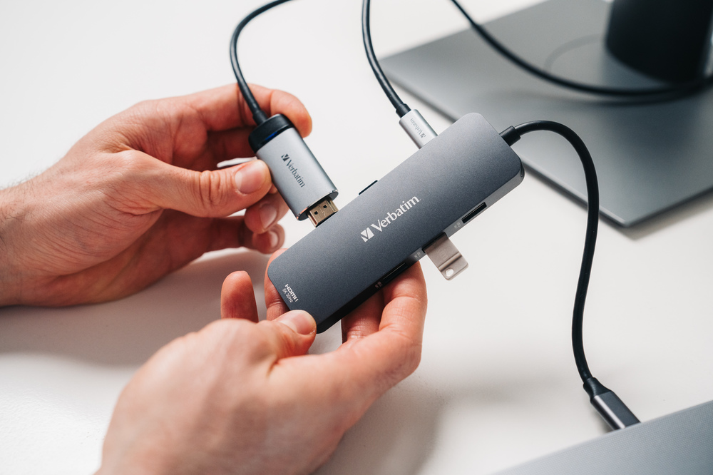 Verbatim USB-C šakotuvas (hub) – 2xHDMI/ 3xUSB-A/SD/Micro SD/USB-C pilkos spalvos 32151 aprašymas - Prekės nuotrauka