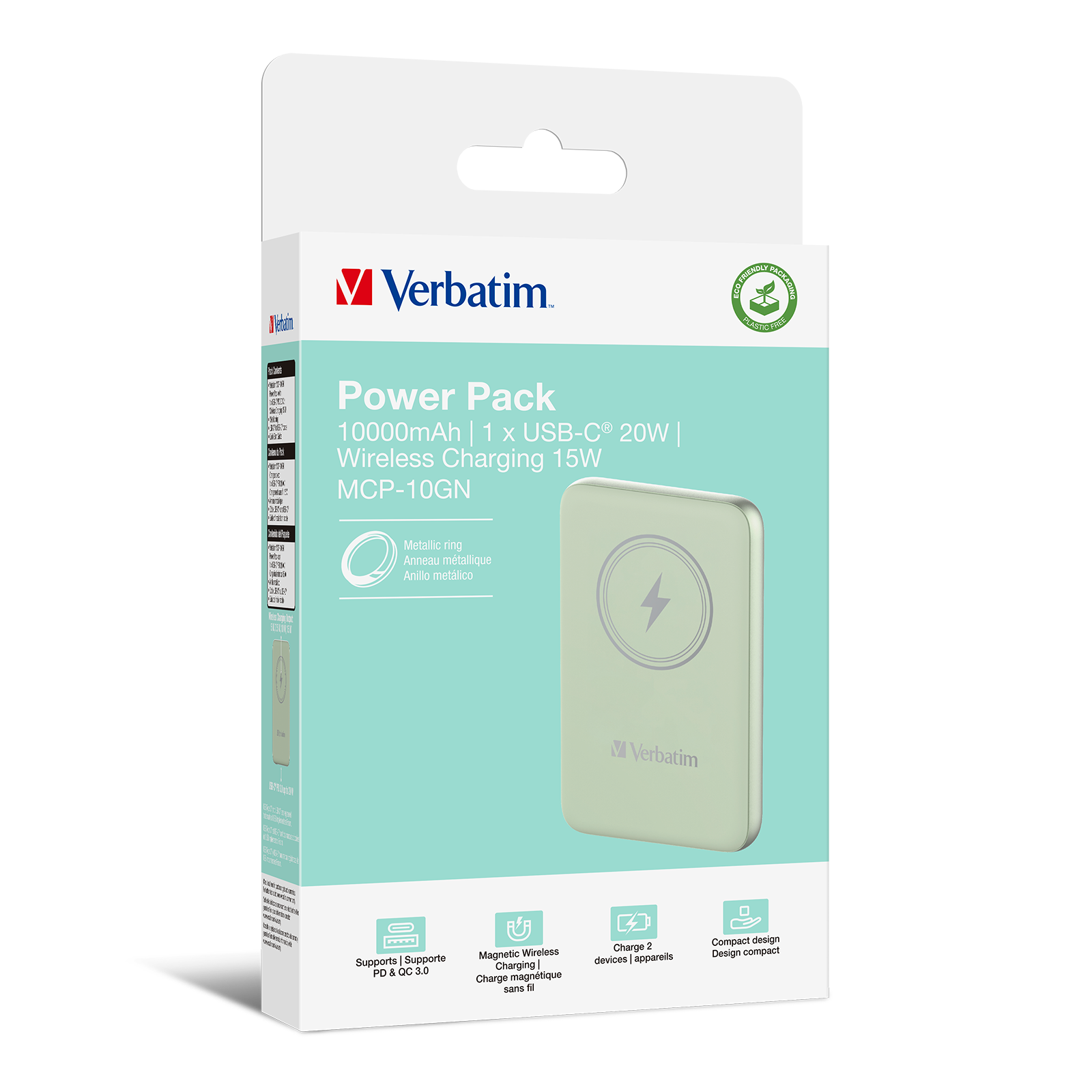 Verbatim Wireless Magnetic Power Bank `n` Go 15W 10000mAh pilkas 32249 aprašymas - Prekės nuotrauka