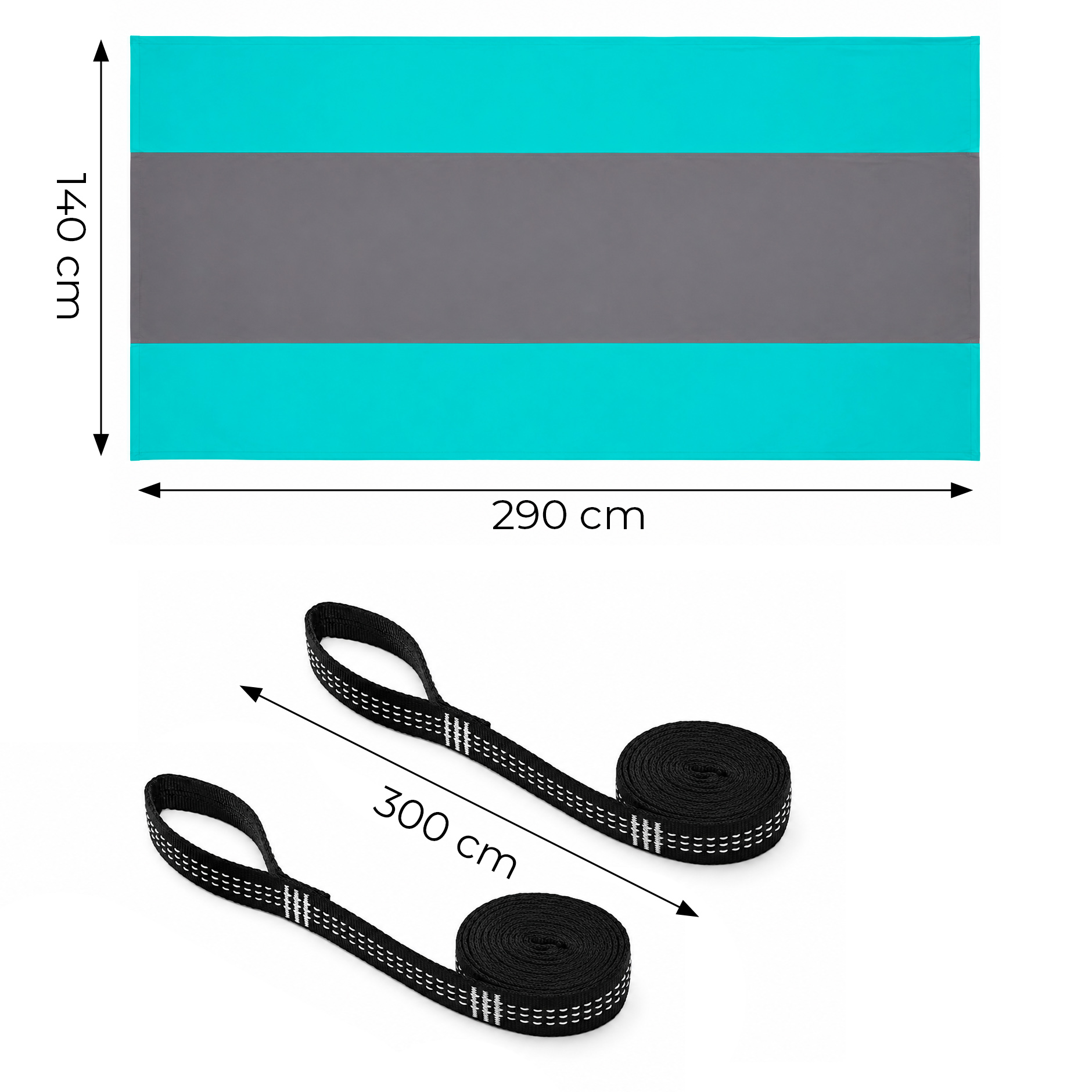 Vienvietis sodo hamakas 290×140 cm iki 300 kg su nešiojimo krepšiu MultiGarden aprašymas - Prekės nuotrauka