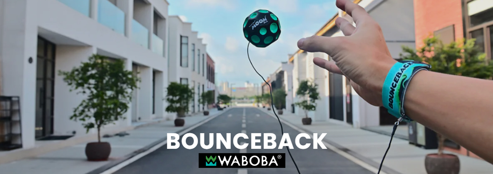 Waboba Bounceback mėtomas kamuoliukas su virvute aprašymas - Prekės nuotrauka